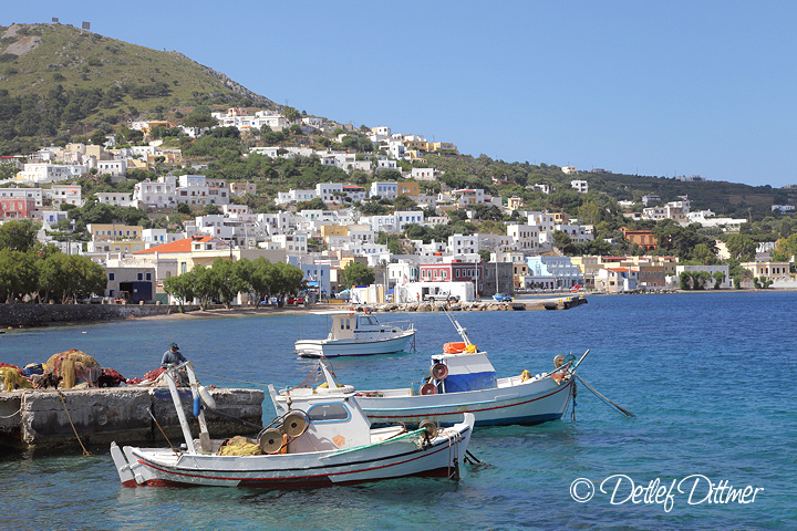 Fischerboote im Hafen von Agia Marina, Leros
