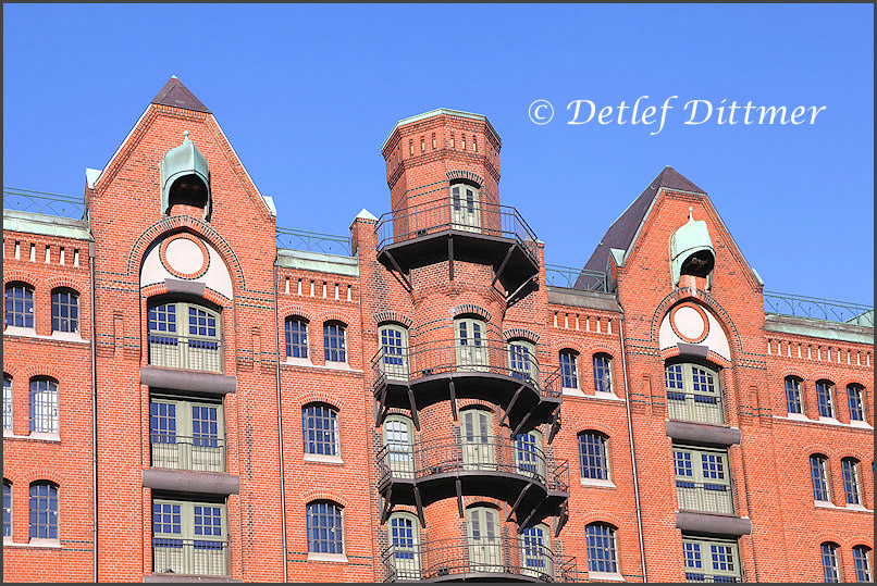 Detailaufnahme eines Speichers in der Speicherstadt, Hamburg