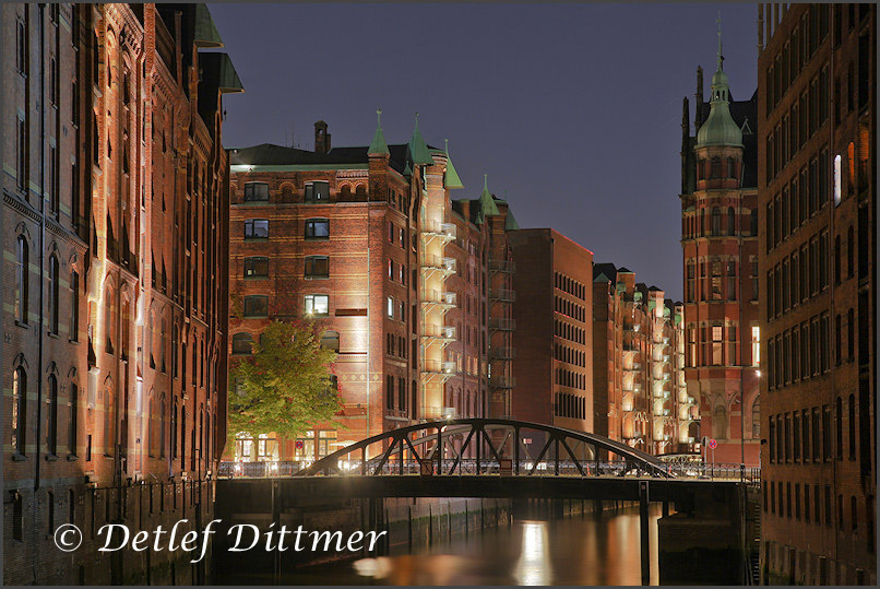 Die Speicherstadt am spten Abend, Hamburg