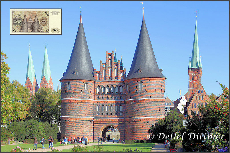 Holstentor, Petri-Kirche und Marienkirche, Lbeck