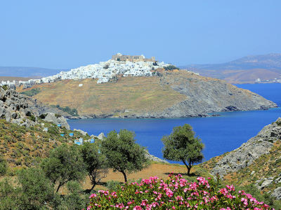 Blick auf Pera Gialo (Chora) auf Astypalea
